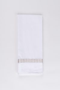 Amity home savona guest towel set in white with oyster   striped embroidered band