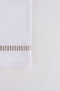Amity home savona guest towel set in white with oyster trim   embroidered stripe