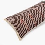 Amity home mina bolster in tawny striped   woven with red accent threads