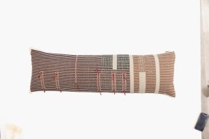 Amity home mina tawny x long bolster   multi stripe woven texture