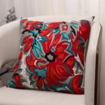 Amity home kyna pillow in multi color   vibrant floral embroidery