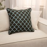 Amity home cara pillow in teal  brown   textured moroccan pattern