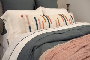 Amity home amelia x long bolster pillow in multi color cream   textured stripes