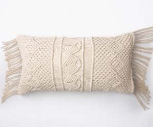 Amity home alcott pillow long bolster in natural   hand knotted macrame texture
