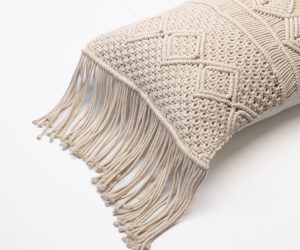 Amity home alcott long bolster pillow in natural   macrame fringe
