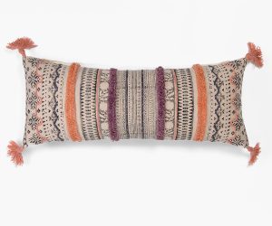 Amity home geet x long bolster in cream multi   bohemian tufted stripes