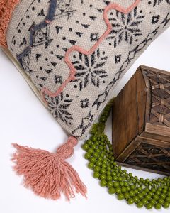 Amity home geet x long bolster in natural multi patterned   intricate embroidered design