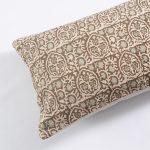 Amity home brielle x long bolster in taupe sage   intricate block print pattern