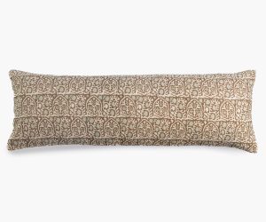 Amity home brielle x long bolster in brown sage   intricate pattern