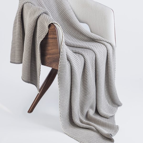 Amity Home Cooper Throw in Grey - Two-Tone Textured Knit