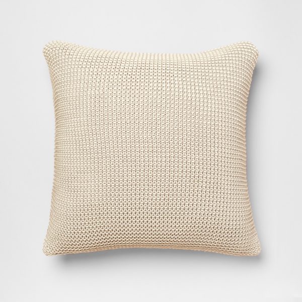 Amity Home Cooper Pillow in Natural - Basketweave Knit Texture