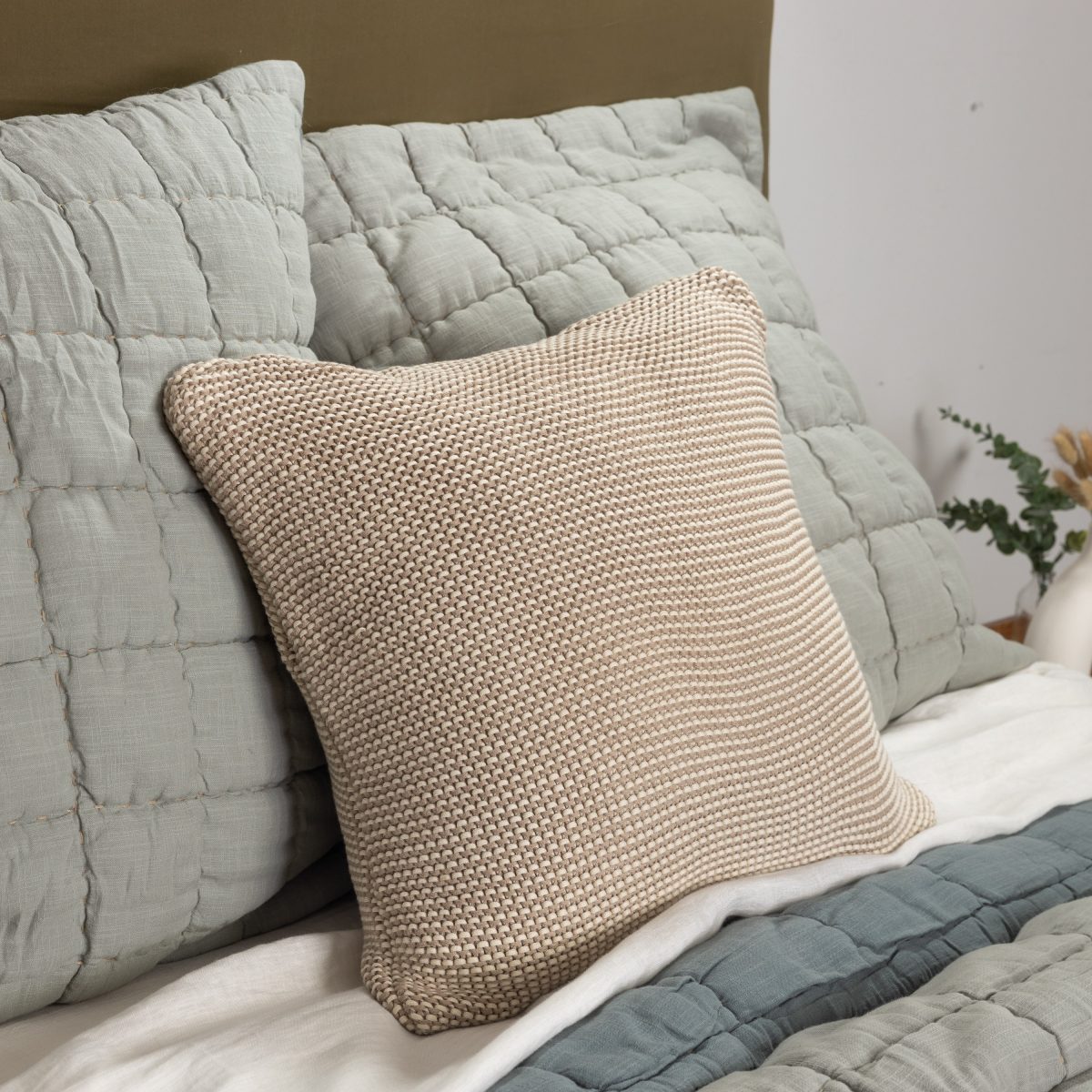 Amity home cooper pillow in natural   basketweave knit