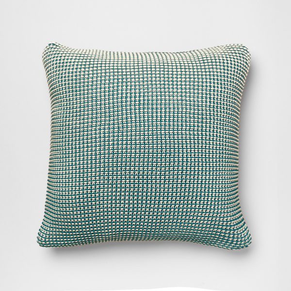 Amity Home Cooper Pillow in Peacock & Cream - Textured Woven Pattern