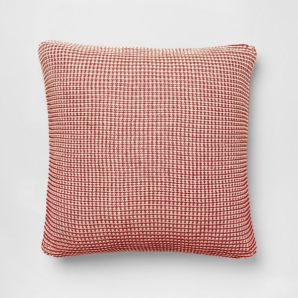 Amity Home Cooper Pillow in Garnet - Two-Tone Woven Texture