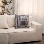 Amity home studs pillow in black  cream   abstract grid pattern