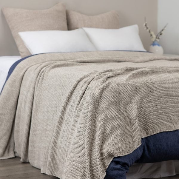 Egan Knitted Coverlet, Stone