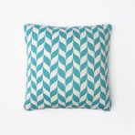 Amity home halden pillow in teal  cream   geometric knit pattern