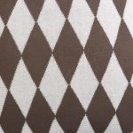 Amity home nat pillow in brown and cream argyle   knitted texture
