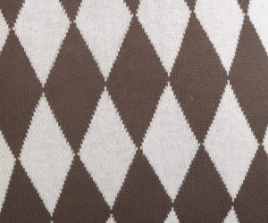 Amity home nat pillow in brown and cream argyle   knitted texture