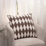 Amity home nat pillow in brown  cream argyle   argyle knit pattern