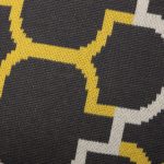 Amity home kent pillow in charcoal yellow white   geometric knit pattern