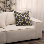 Amity home kent pillow in charcoal with yellow and white   geometric pattern