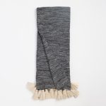 Amity home zenith throw in heathered charcoal   cream tasseled ends