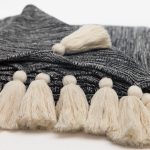 Amity home zenith throw in charcoal marled   chunky knit with tassels