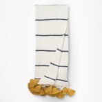 Amity home wilson throw in cream  navy striped   tasseled ends