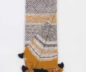 Amity home bisbee throw in multi color   geometric knit pattern with tassels