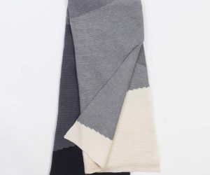 Amity home anders throw in multi tone grey   ribbed knit texture
