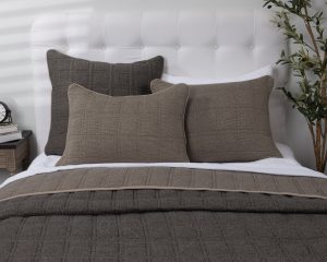 Amity home fletcher quilt in granite   textured grid pattern