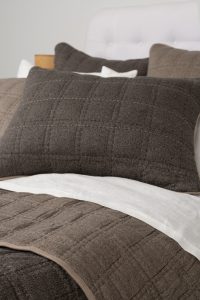 Amity home fletcher quilt in granite   textured grid quilted pattern
