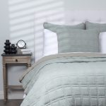 Amity home fletcher quilt in mineral   grid quilted design