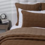 Amity home fletcher quilt in saddle   grid stitched design