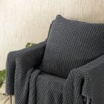 Amity home mason pillow in steel blue   waffle knit texture