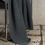 Amity home mason pillow in steel blue   chunky knit texture