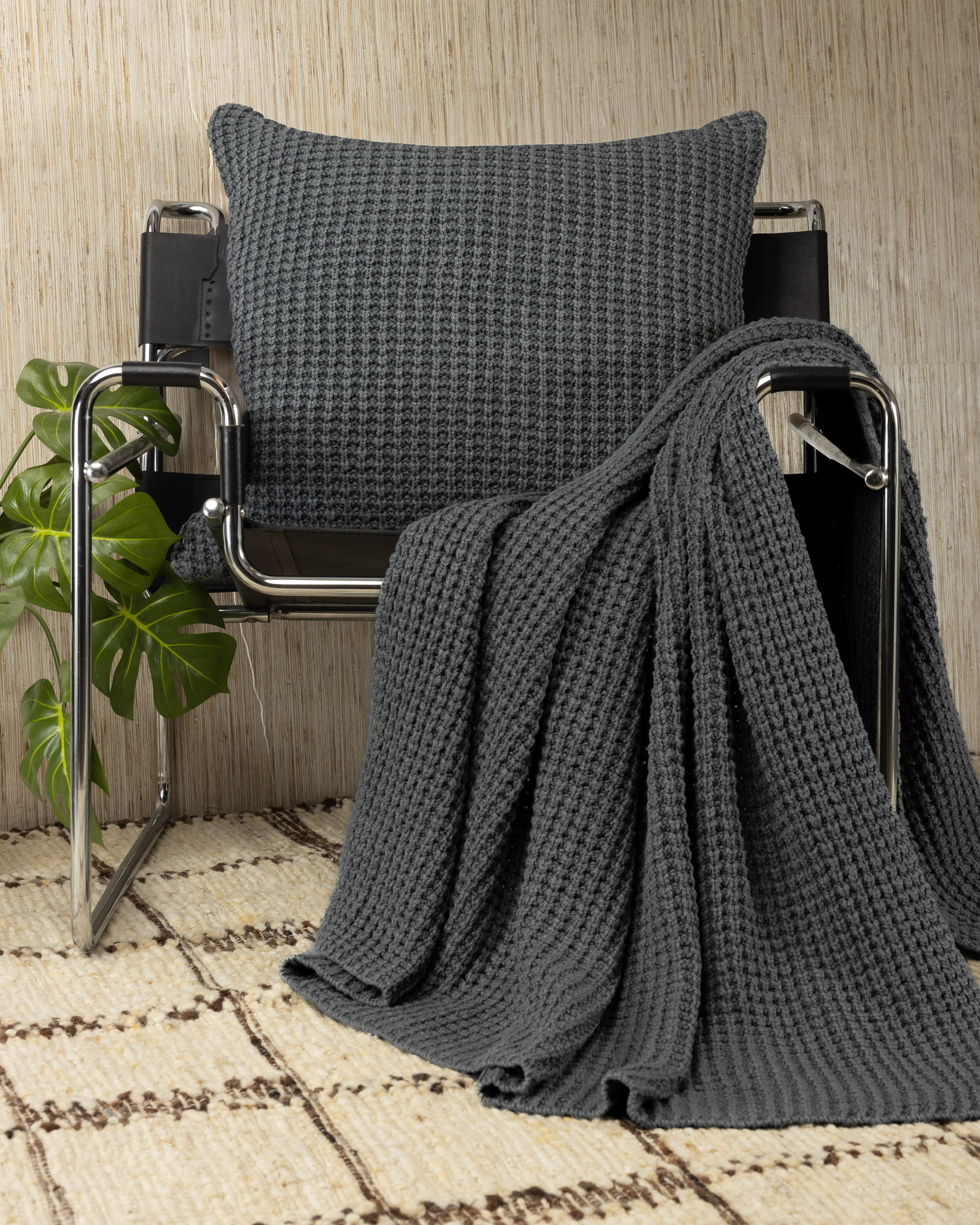 Kd2044bth5 | Amity Home Amity home mason pillow in steel blue waffle knit texture