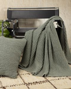 Amity home mason throw in mineral   waffle knit texture