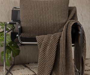 Amity home mason throw in tobacco   waffle knit texture