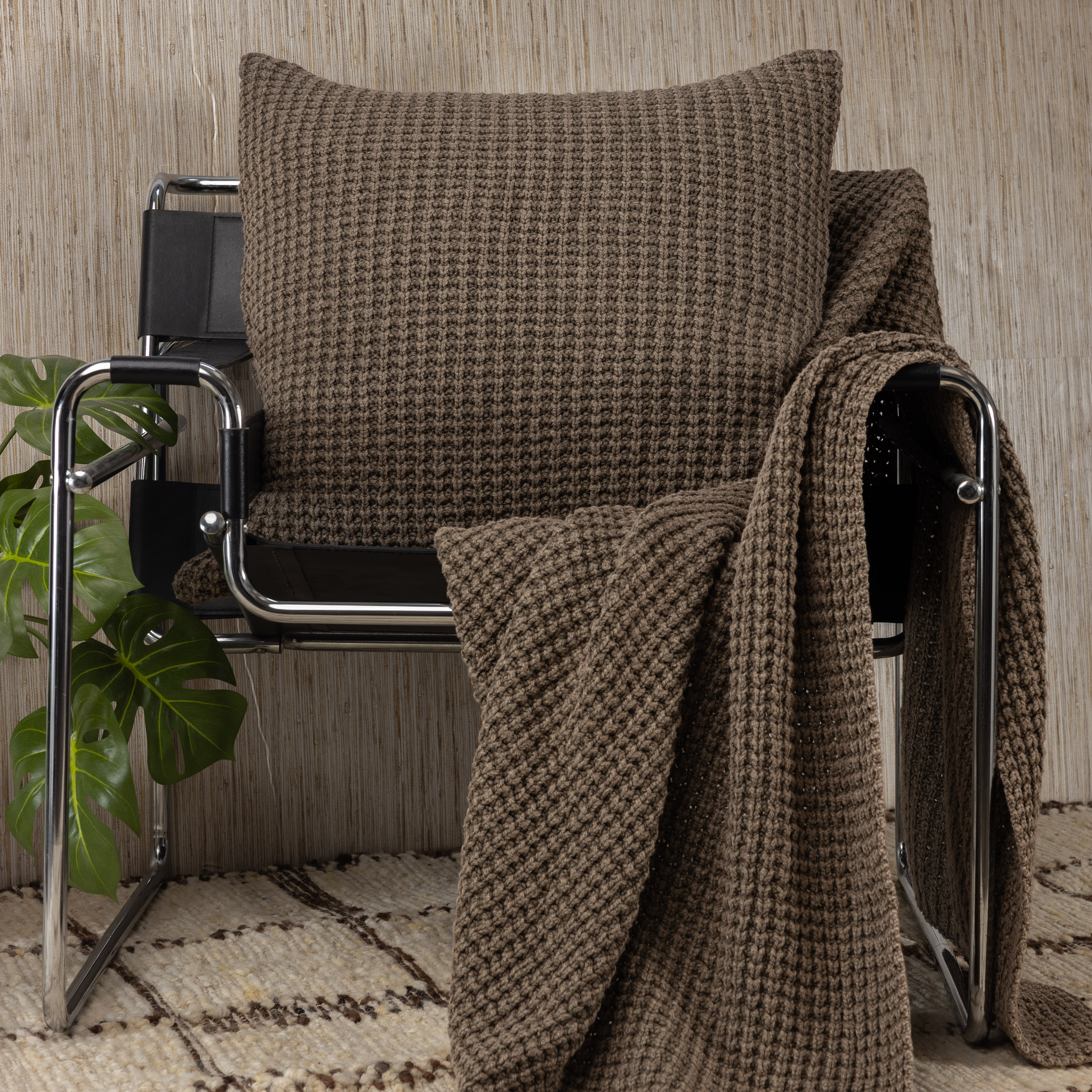 Kd2044tth10 | Amity Home Amity home mason throw in tobacco waffle knit texture