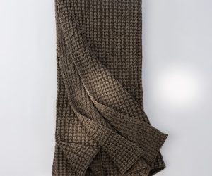 Amity home mason throw in tobacco   waffle knit texture