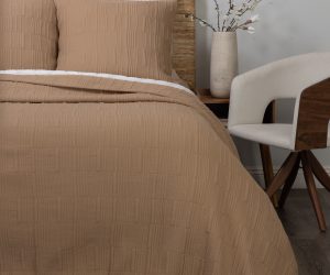 Amity home somaya coverlet in toffee   textured quilted pattern