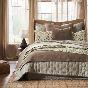 Amity home millie  mallory collection queen in sage green   botanical quilted design