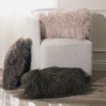 Amity home juno pillow in ash taupe   tibetan sheepskin texture