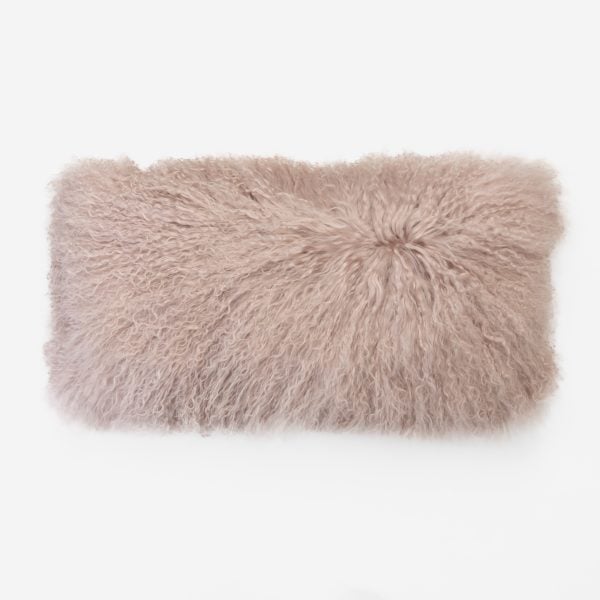 Amity Home Juno Lumbar Pillow in Dove - Curly Tibetan Sheepskin Texture