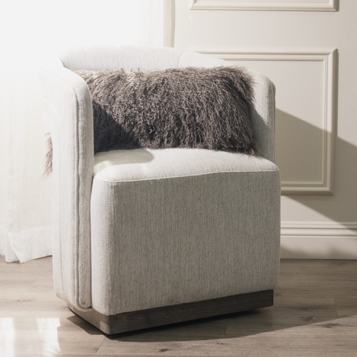 Amity home juno lumbar pillow in moss   tibetan sheepskin curly texture