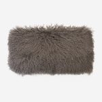 Amity home juno lumbar pillow in ash taupe   curly tibetan sheepskin