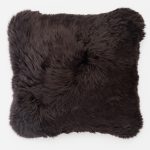 Amity home sable long sheepskin pillow 22x22 in sable   plush sheepskin texture