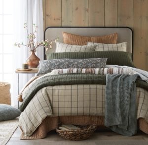 Amity home garrett  nelson collection king in natural windowpane plaid   classic design